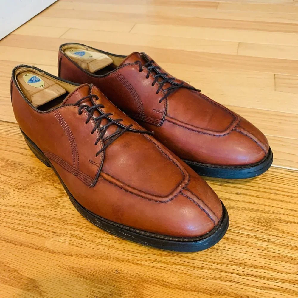 Allen Edmonds Dellwood Brown Leather Split Toe Oxfords Lace Up Men's Shoes 11